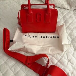 Marc Jacobs Bright Red Leather Satchel with Removable Strap
